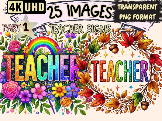 Teacher Signs Clipart - High - Quality Instant Digital Download for Creative Projects