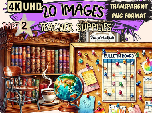 Teacher Supplies (P2) Clipart - High - Quality Instant Digital Download for Creative Projects