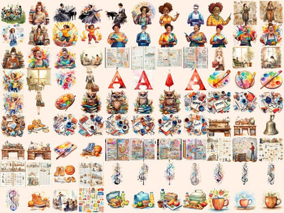 Teachers Watercolor Clipart classroom clipart - Wonders Artist