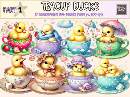 Teacup Ducks Clipart animal clipart cute duck clipart duck clipart - WondersArtist
