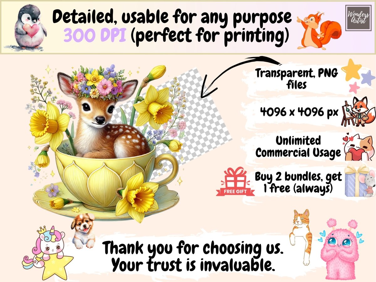 Teacup Fawns Clipart deer clipart deer graphics deer images - WondersArtist