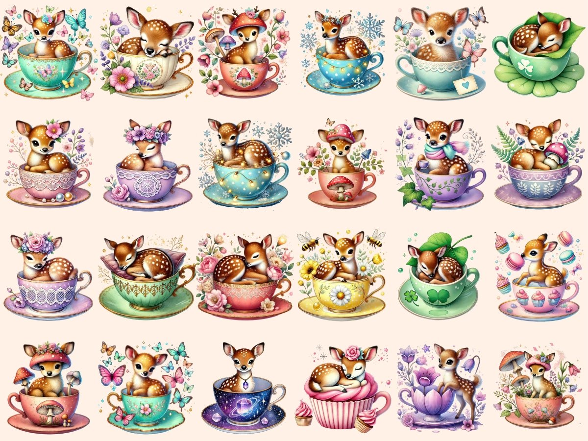 Teacup Fawns P2 Clipart deer clipart deer graphics deer images - WondersArtist