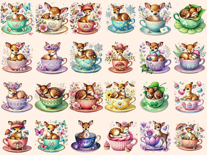 Teacup Fawns P2 Clipart deer clipart deer graphics deer images - WondersArtist