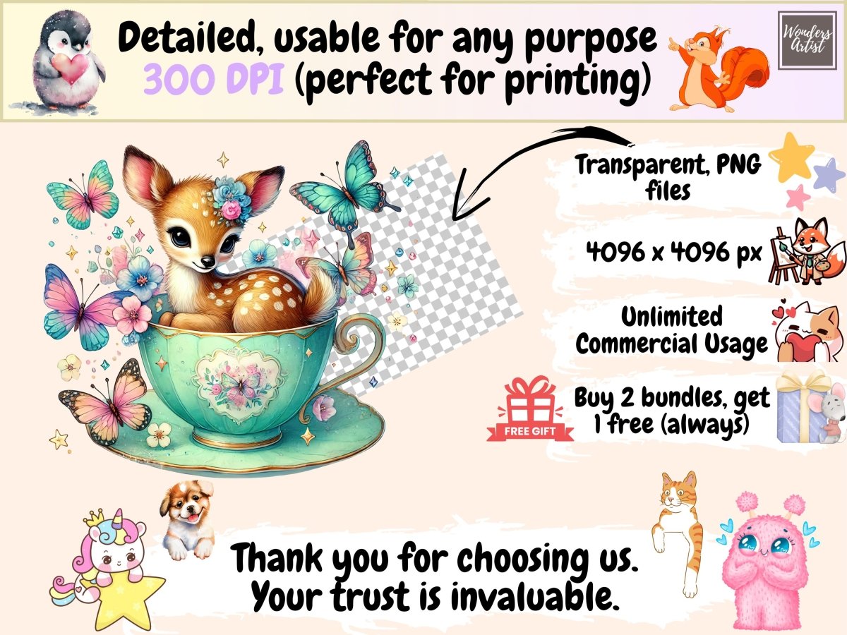Teacup Fawns P2 Clipart deer clipart deer graphics deer images - WondersArtist