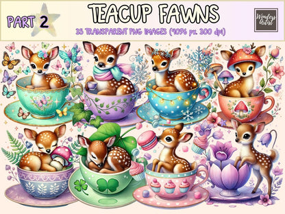 Teacup Fawns P2 Clipart deer clipart deer graphics deer images - WondersArtist