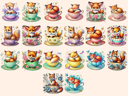 Teacup Foxes Clipart animal clipart baby fox clipart baby fox graphics - WondersArtist
