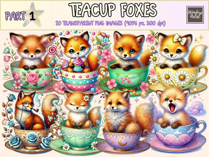 Teacup Foxes Clipart animal clipart baby fox clipart baby fox graphics - WondersArtist