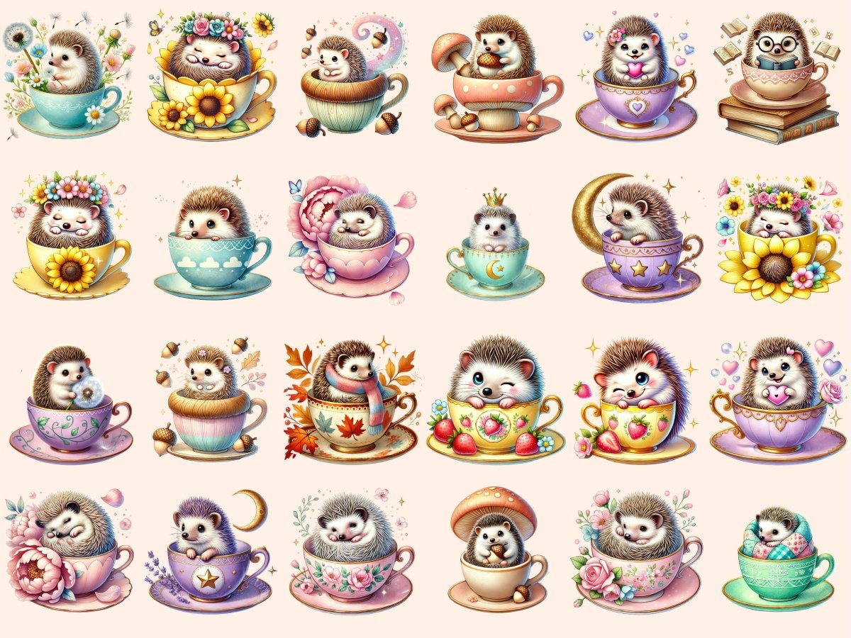 Teacup Hedgehogs Clipart animal clipart baby animal clipart cute animal clipart - WondersArtist