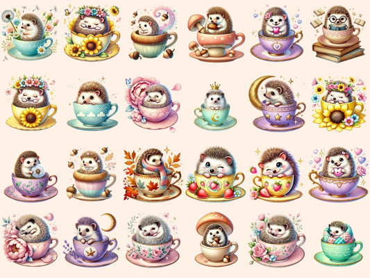 찻잔 고슴도치 클립아트