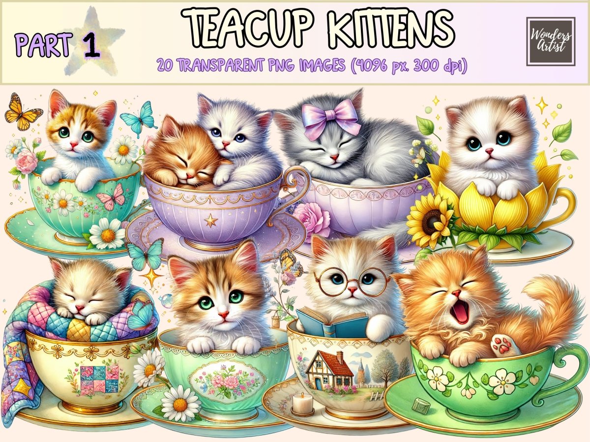 Teacup Kittens Clipart baby cat clipart cat clipart cat designs - WondersArtist