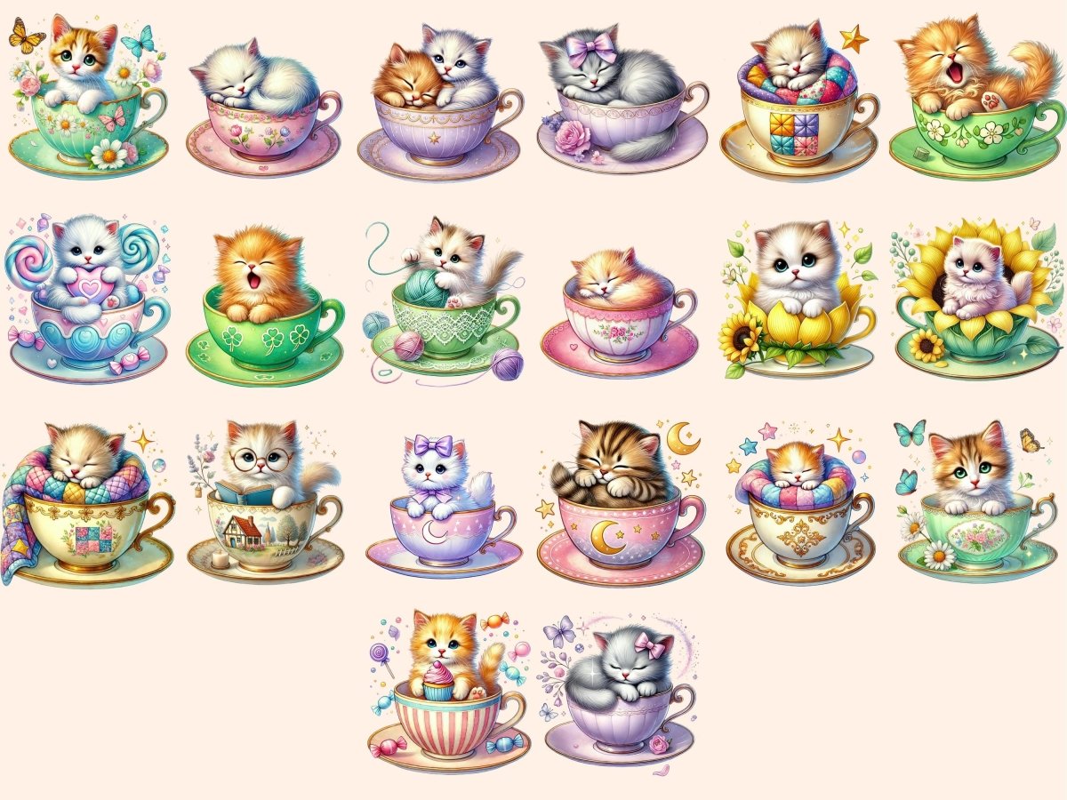 Teacup Kittens Clipart baby cat clipart cat clipart cat designs - WondersArtist
