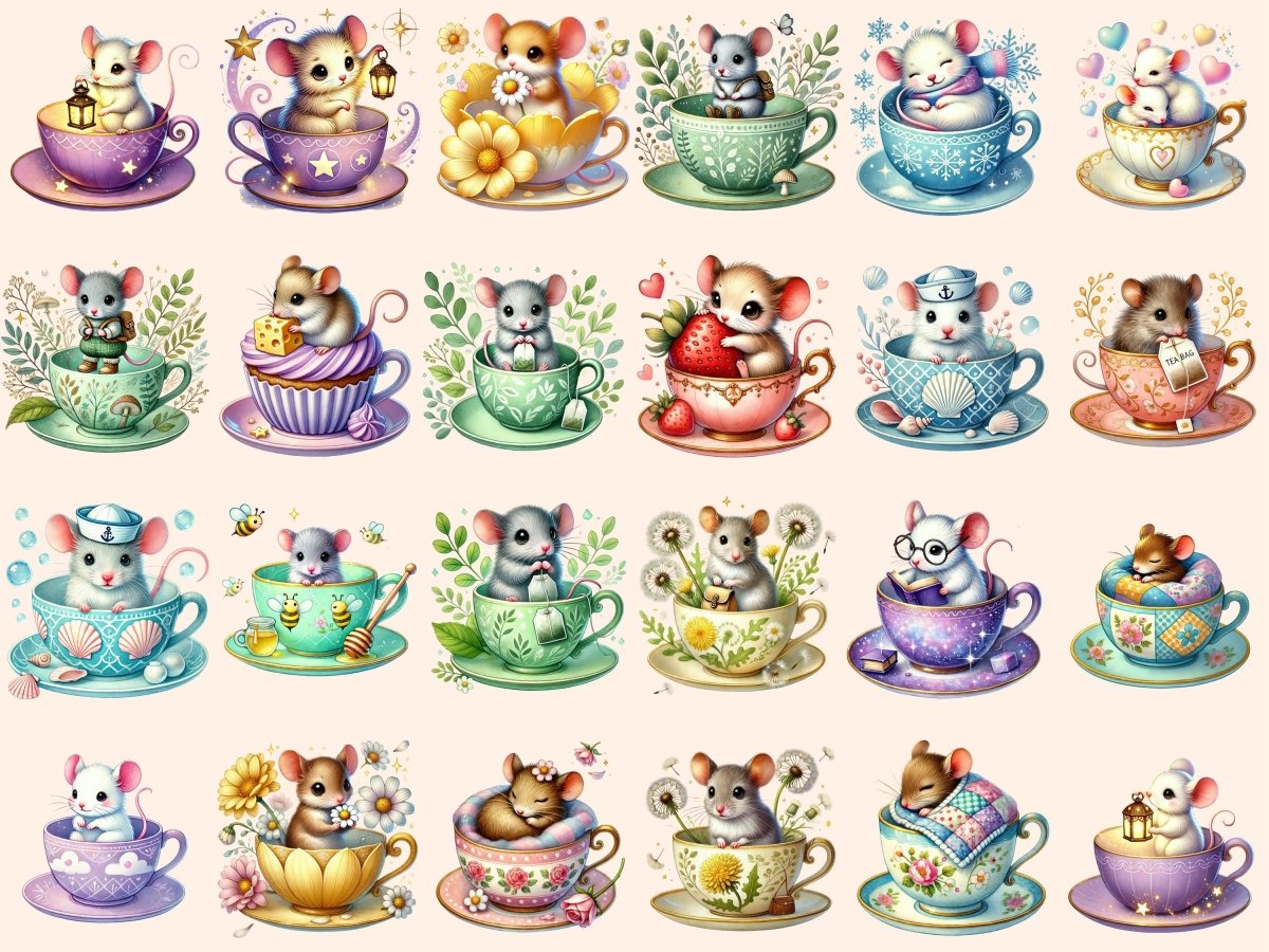 Teacup Mice Clipart baby mouse clipart cute mouse clipart mice clipart - WondersArtist