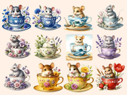 Teacup Mice Clipart Cute mouse art - Wonders Artist