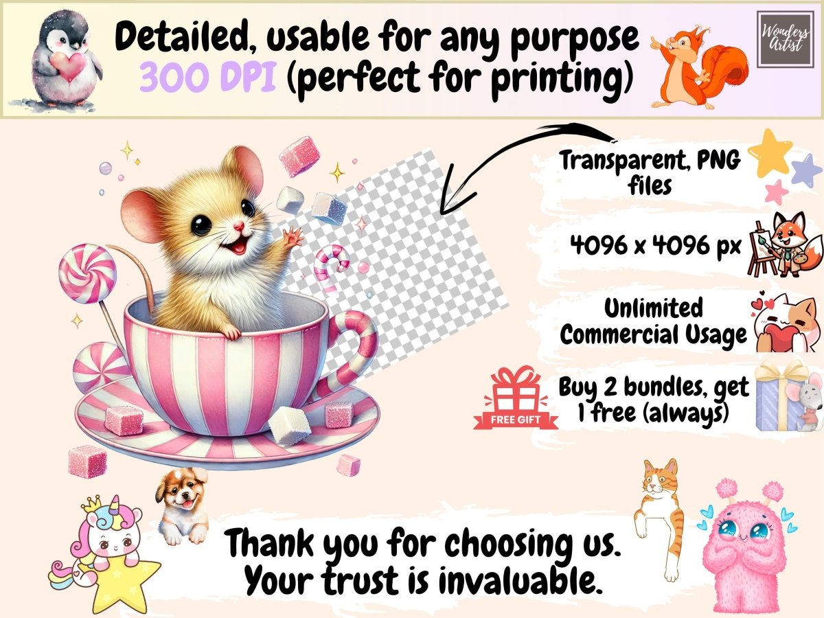 Teacup Mice Clipart baby mouse clipart cute mouse clipart mice clipart - WondersArtist