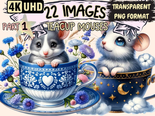Teacup Mice Clipart Cute mouse art - Wonders Artist