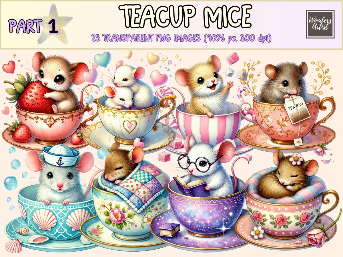 Teacup Mice Clipart baby mouse clipart cute mouse clipart mice clipart - WondersArtist