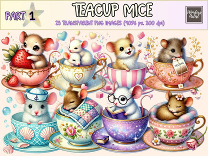 Teacup Mice Clipart baby mouse clipart cute mouse clipart mice clipart - WondersArtist