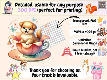 Teacup Puppies Clipart adorable clipart animal clipart cute clipart - WondersArtist