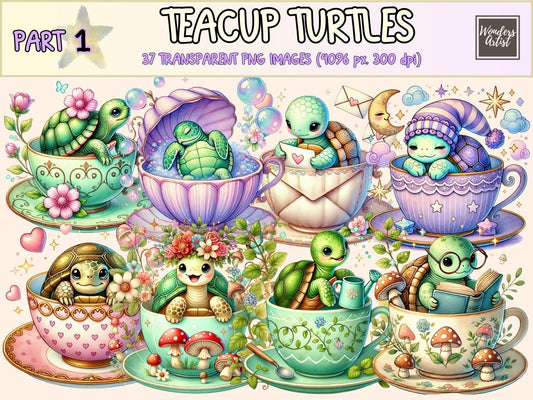 Teacup Turtles Clipart adorable clipart animal clipart cute clipart - WondersArtist