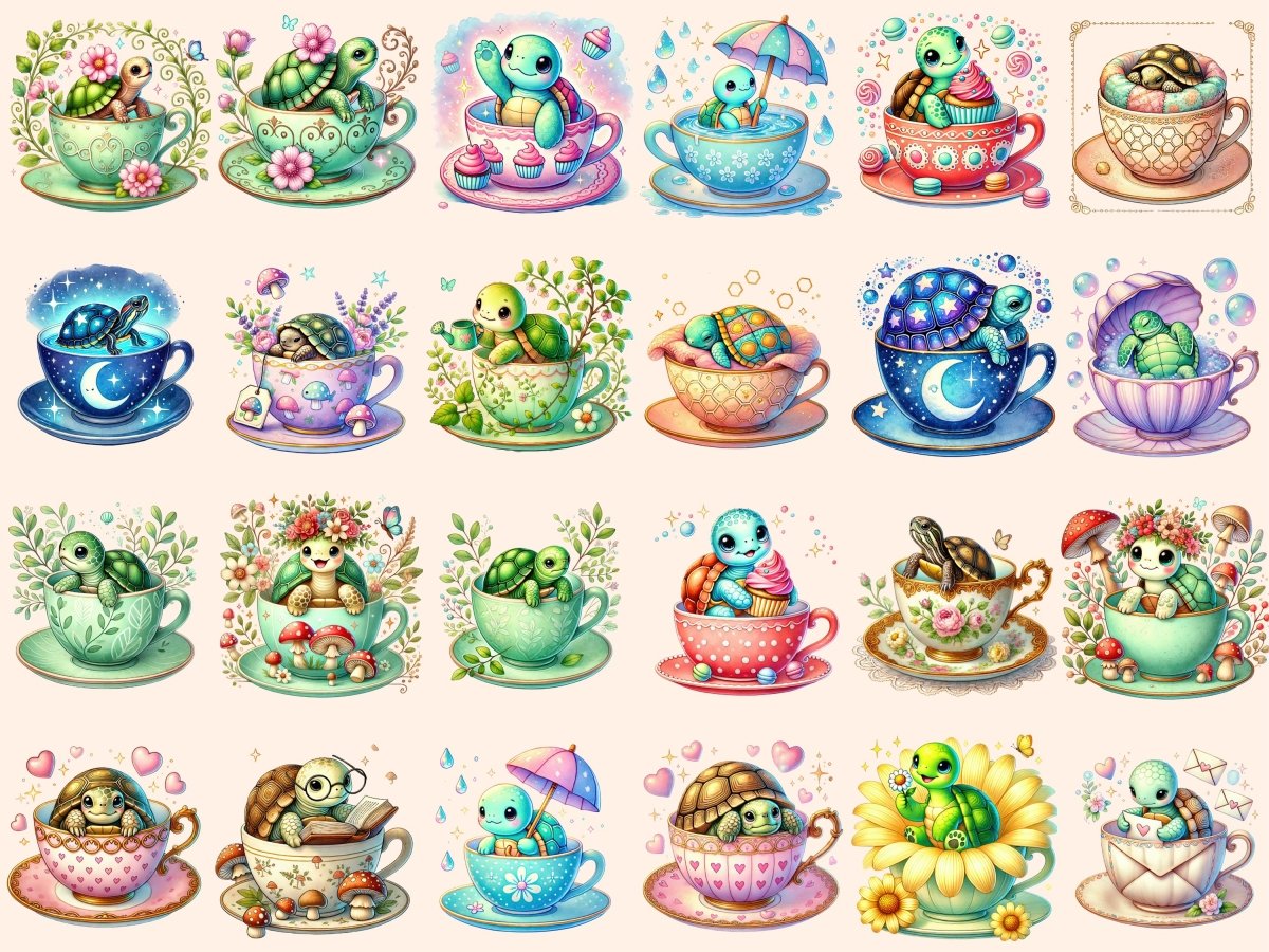 Teacup Turtles Clipart adorable clipart animal clipart cute clipart - WondersArtist