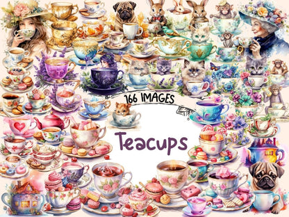 Teacups Watercolor Clipart cute teacups png - Wonders Artist