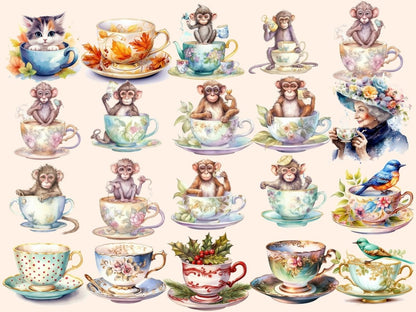 Teacups Watercolor Clipart cute teacups png - Wonders Artist