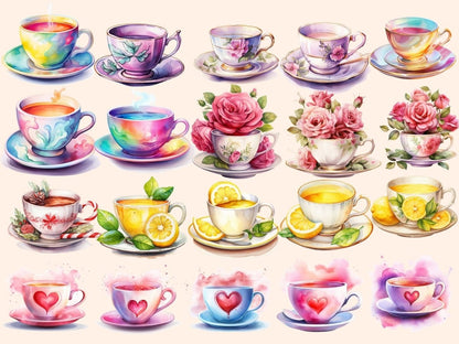 Teacups Watercolor Clipart cute teacups png - Wonders Artist