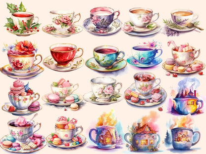 Teacups Watercolor Clipart cute teacups png - Wonders Artist