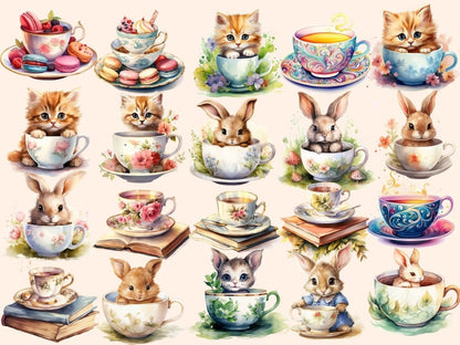 Teacups Watercolor Clipart cute teacups png - Wonders Artist