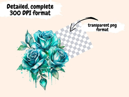 Teal Crystals Watercolor Clipart crystal clipart - Wonders Artist