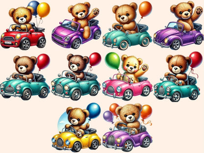 Teddies in a Car Clipart Adventure Teddies - Wonders Artist