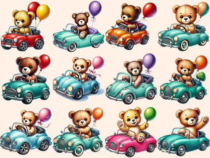 Teddies in a Car Clipart Adventure Teddies - Wonders Artist