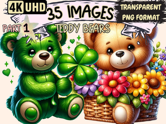 Teddy Bears Clipart - High - Quality Instant Digital Download for Creative Projects