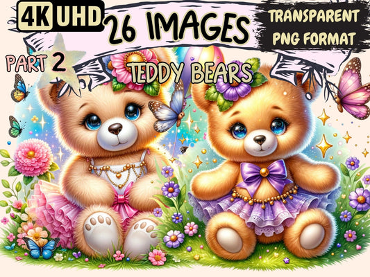 Teddy Bears (P2) Clipart - High - Quality Instant Digital Download for Creative Projects