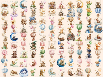 Teddy Bears Watercolor Clipart Adorable Bears - Wonders Artist