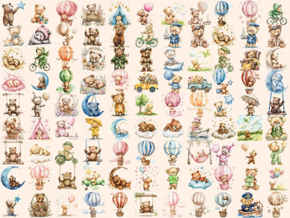 Teddy Bears Watercolor Clipart Adorable Bears - Wonders Artist