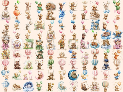 Teddy Bears Watercolor Clipart Adorable Bears - Wonders Artist