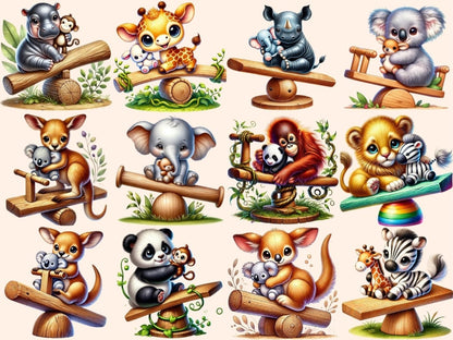 Teeter - Totter Animals Clipart Animal Clipart - Wonders Artist