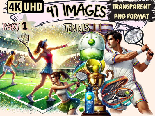 Tennis Clipart - High - Quality Instant Digital Download for Creative Projects