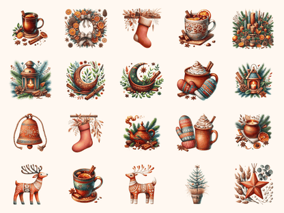 Terracotta Yule Clipart All Bundles Clipart Line Art - WondersArtist