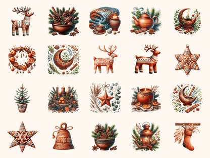 Terracotta Yule Clipart All Bundles Clipart Line Art - WondersArtist