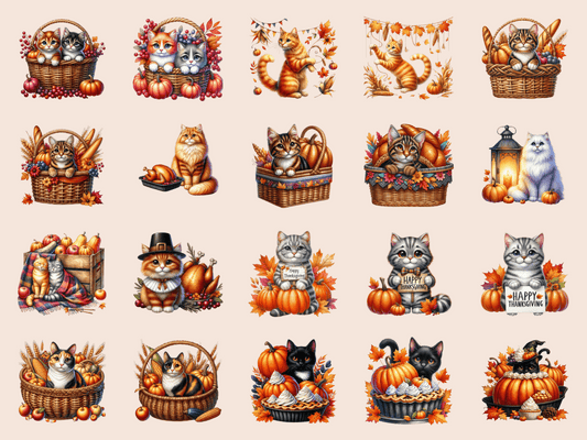 Thanksgiving Cats Clipart