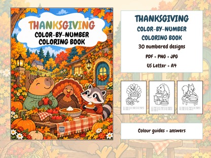 Thanksgiving Color-by-Number Coloring Book — complete digital bundle