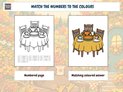 Thanksgiving Color-by-Number Coloring Book — coloring page and answer