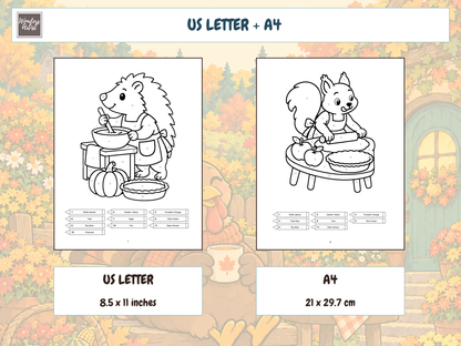Thanksgiving Color-by-Number Coloring Book — print sizes
