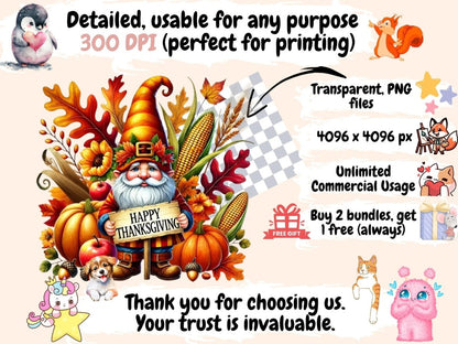 Thanksgiving Gnomes (P2) Clipart Autumn Gnome Clip - Wonders Artist