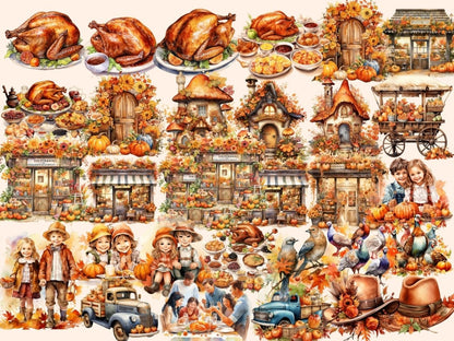 Thanksgiving Watercolor Clipart autumn clipart - Wonders Artist