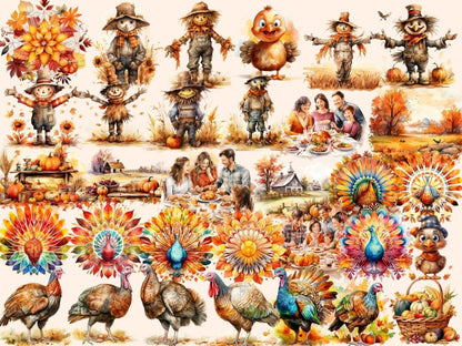 Thanksgiving Watercolor Clipart autumn clipart - Wonders Artist