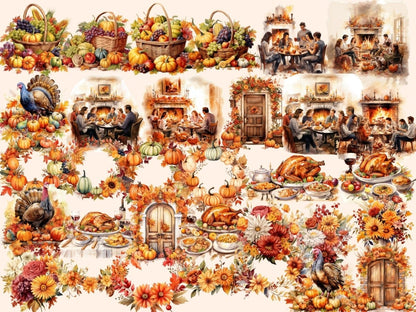 Thanksgiving Watercolor Clipart autumn clipart - Wonders Artist