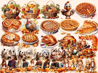 Thanksgiving Watercolor Clipart autumn clipart - Wonders Artist